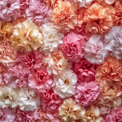 Wall Mural - Vibrant Mix of Carnations on Natural Light Background for Floral Arrangement or Still Life Photography Generative AI