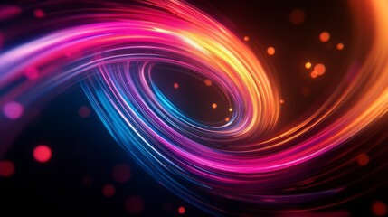 Wall Mural - Vibrant swirl of colors illuminates the dark background, creating a dynamic and captivating abstract visual experience.