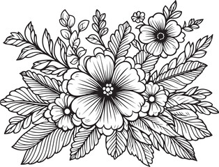 Sticker - A flower line art coloring book illustration