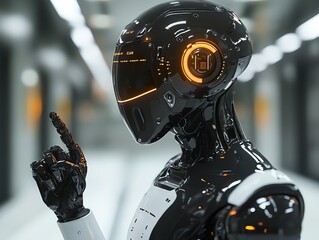 Aufkleber - Futuristic Robot Pointing Up.