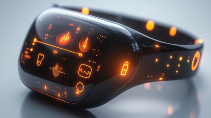 Poster - Futuristic Smartwatch with Orange Display.