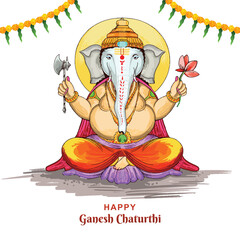 Wall Mural - Illustration of lord ganpati background for ganesh chaturthi holiday card background