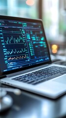 Poster - Laptop displaying financial data.