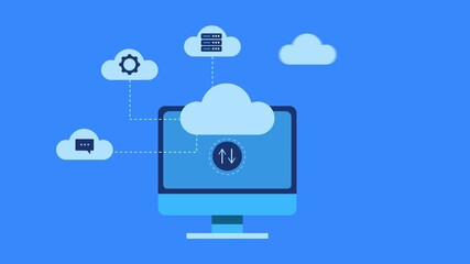 Wall Mural - cloud computing technology web service for business and enterprise, secure network, database managem