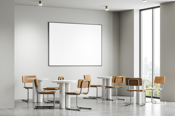 Sticker - Empty classroom with blank poster on the wall. 3D Rendering