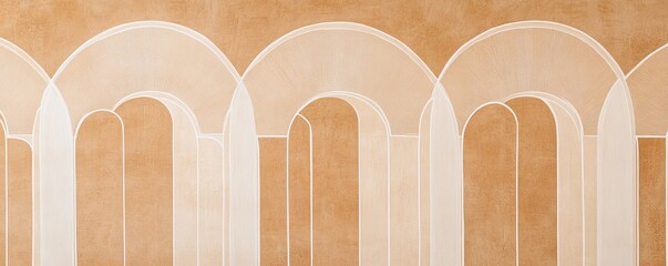 Minimalist boho-style drawing featuring geometric arches on a neutral background