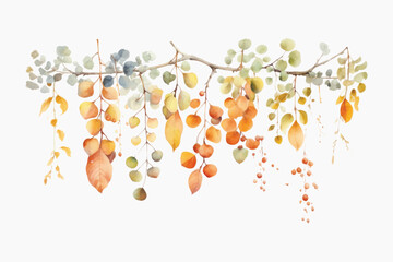 Poster - Watercolor autumn leaves branch