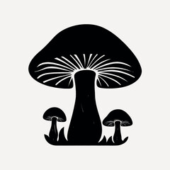 Poster - Stylized mushrooms black silhouette