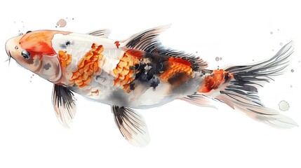 Wall Mural - goldfish on a white