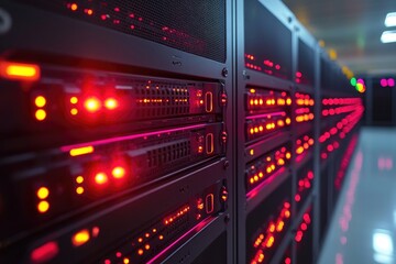 Aufkleber - Server rack blinking in data center with colorful lights
