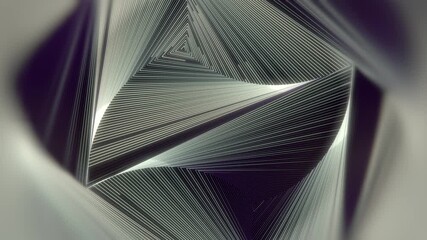 Fototapete - Triangular pattern of running light stripes. 3d rendering loop animation 4K
