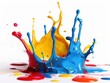© ขวัญฤทัย เฉลาชาญชัยย - Vivid Paint Splash on White Background for Abstract Art Concept