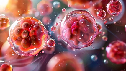 Poster - A close up of two red cells with a blurry background
