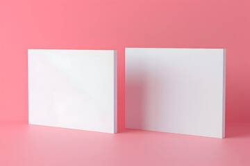 Wall Mural - Two white rectangles on a pink background.