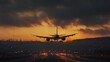 © Yusif - An airplane departing from the airport in Prague, Czech Republic, soaring into the sky as it leaves the runway.