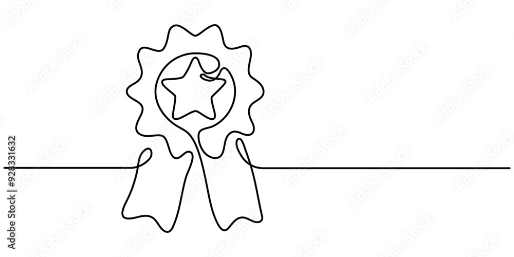 Award Ribbon Continuous Line Icon, Quality and compliance, award to ...