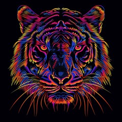 Wall Mural - illustration of neon tiger