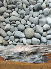 Teak wood texture with stone background