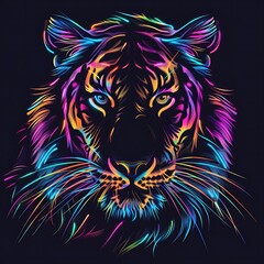 Wall Mural - illustration of neon tiger