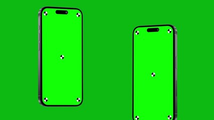 Wall Mural - phone green screen rotation motion loop – seamless center with green screen background – 3d smartpho
