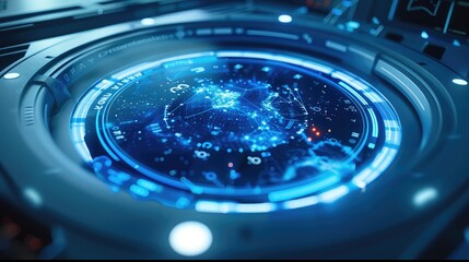 Fototapete - A futuristic monitoring system with real-time biometric data streaming, AI-driven health alerts, and a clean blue and white design for continuous health monitoring. Generative AI.