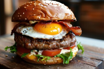 Sticker - Big bacon beef burger with fried egg