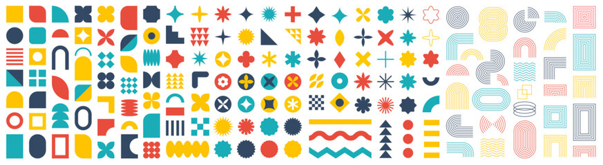 Wall Mural - brutalist abstract geometric shapes. memphis design, brutalism, retro elements for web, vintage, sta