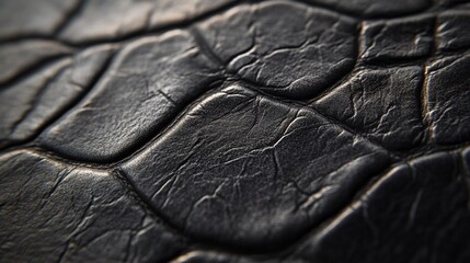 Close-up of Black Leather Texture with Alligator Pattern