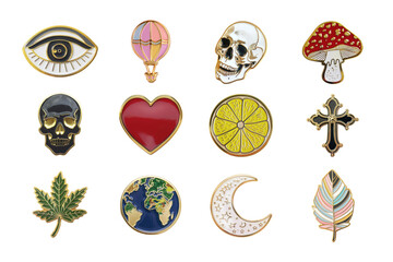 Sticker - PNG gothic enamel pin badge element set, transparent background