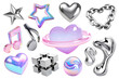 © Rawpixel.com - PNG 3d hologram and chrome element set, transparent background