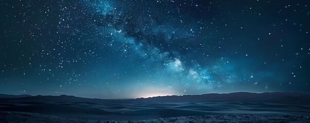 Starry night sky over a desert, 4K hyperrealistic photo