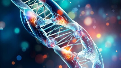 Poster - A DNA strand is shown in a blue and red color scheme