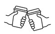 © Iuliia - Hand holding take away coffee in reusable cup, clink simple line icon. Fast drink flat design. Takeaway drink in paper mug. Coffee to go. Vector illustration