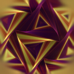 Leinwandbilder - Illustration of an interesting and dynamic geometric pattern of triangles with red-yellow waves. 3d rendering