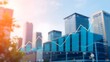 © MMGraphics - Skyscrapers with a financial performance graph overlay, symbolizing finance and investment industry.