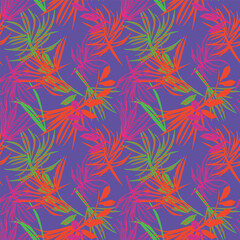 Sticker - Colourful Tropical Leaf Seamless Pattern Design