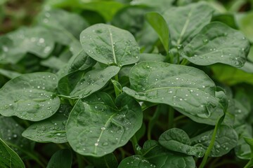 Poster - Close up of New Zealand spinach leaves in field