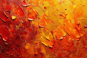 Wall Mural - Abstract oil paint strokes in fiery red, orange, and yellow colors