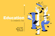 © PureSolution - Education. Vector illustration banner of education, learning, back to school, online course and training, distance education and e-learning.