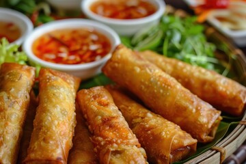 Poster - Deep fried spring rolls known as Por Pieer Tod are a popular snack in Thailand and China