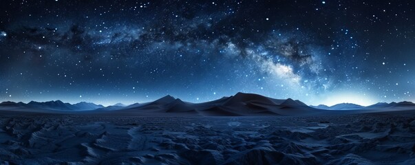 Starry night sky over a desert, 4K hyperrealistic photo
