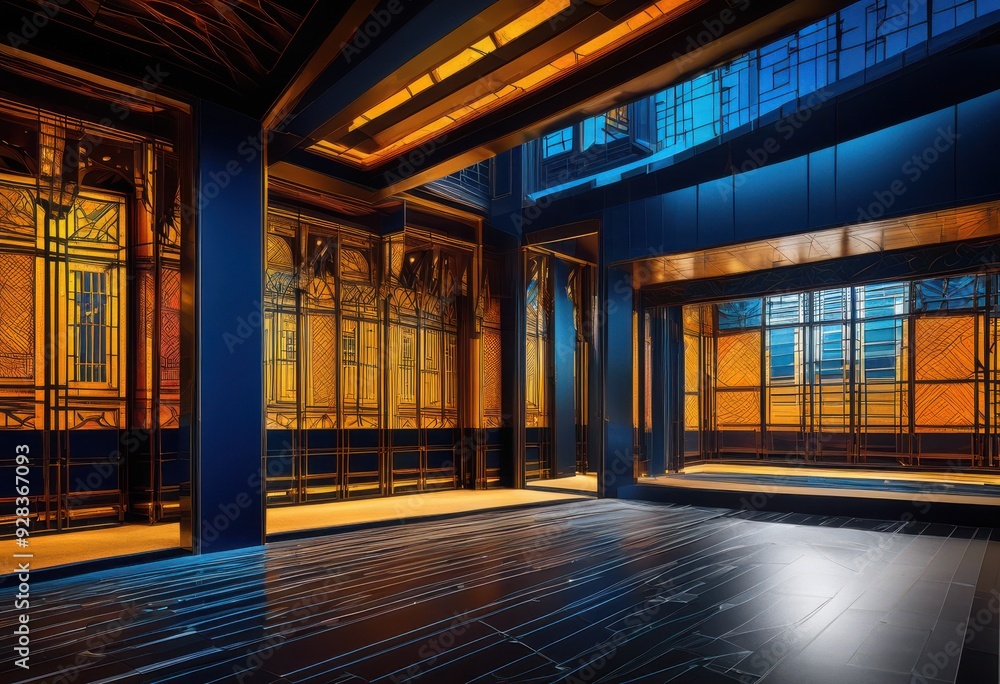 Layouts Structure Design intricate architectural blueprint featuring vibrant color highlights ...