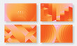 © TWINS DESIGN STUDIO - Set of template background design vector. Collection of creative abstract gradient pink and orange perspective 3d geometric shape background. Art design for business card, cover, banner, wallpaper.