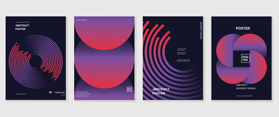 modern gradient poster background vector set. minimalist style cover template with monotone perspect