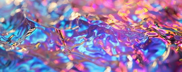 Holographic patterns with shimmering colors, 4K hyperrealistic photo