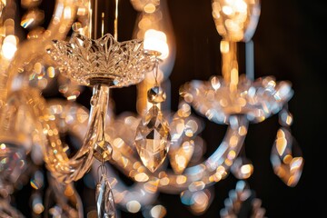 Canvas Print - Details of the bright crystal chandelier