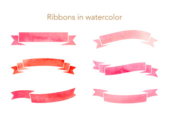 Wall Mural - Red ribbons in watercolor