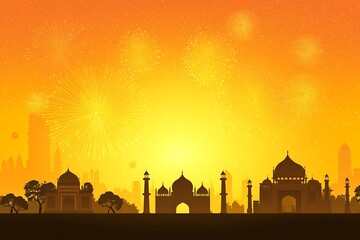 Indian independence day fireworks background