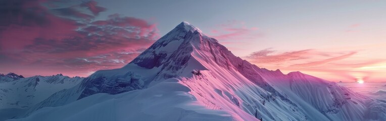 Wall Mural - A mountain with a pink sky in the background