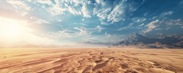 Wall Mural - Desert vista with endless horizon, 4K hyperrealistic photo